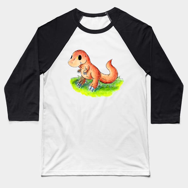 Little Rex Baseball T-Shirt by KristenOKeefeArt